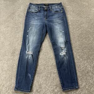 Judy‎ Blue Jeans Women's 11/30 Skinny Fit Blue Distressed Denim Mid Rise Stretch